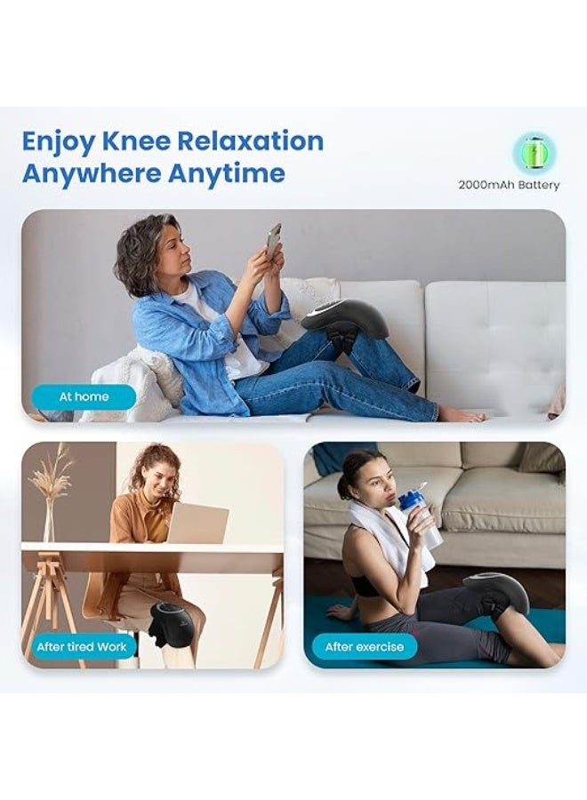 جهاز تدليك الركبة مع حرارة – مساج كهربائي للعضلات لتخفيف الألم، أحزمة قابلة للتعديل، 3 أوضاع حرارة واهتزاز - Image 2