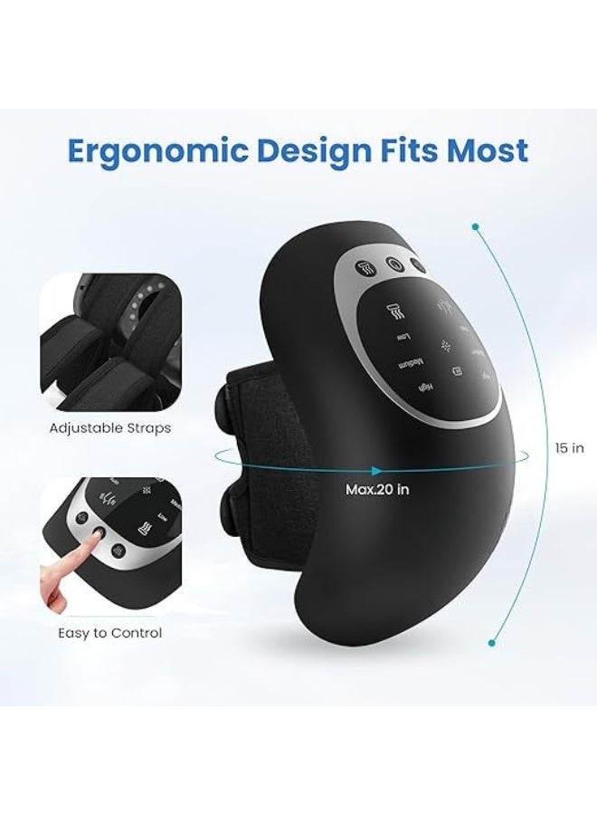 جهاز تدليك الركبة مع حرارة – مساج كهربائي للعضلات لتخفيف الألم، أحزمة قابلة للتعديل، 3 أوضاع حرارة واهتزاز - Image 3