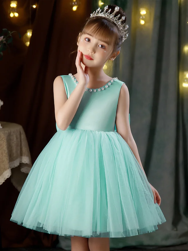 Take Two  Girls Pearl Decor Bow Tie Deep V-Back Princess Party Dress for Women | Best Price UAE