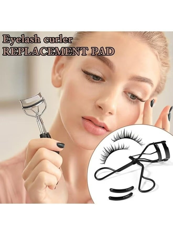 Miamia 30pcs Eyelash Curler Refill Pads - Silicone Rubber Universal Eye Lash Curler Replacement with Clear Storage Box (Black) - Image 2