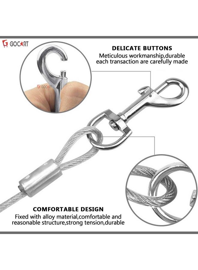 GOCART WITH G LOGO GOCART WITH G LOGO 15 Feet Stainless Steel Pet Dog Tie Out Cable Leash (Silver) - Image 3