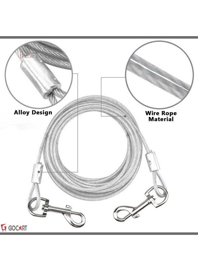 GOCART WITH G LOGO GOCART WITH G LOGO 15 Feet Stainless Steel Pet Dog Tie Out Cable Leash (Silver) - Image 2