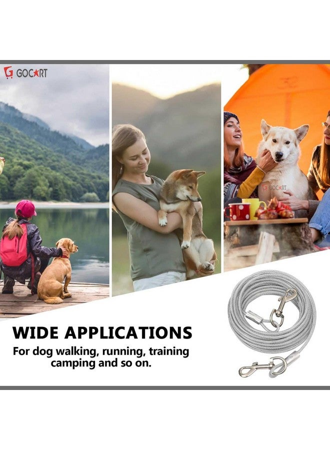 GOCART WITH G LOGO GOCART WITH G LOGO 15 Feet Stainless Steel Pet Dog Tie Out Cable Leash (Silver) - Image 5