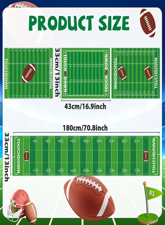 OBUSATT 7Pcs Football Party Decorations Green Touchdown Placemats and Table Runner Sport Football Grass Dining Table Placemats Football Field Table Runner Party Decor for Game Days Seasonal Home Kitchen - Image 2