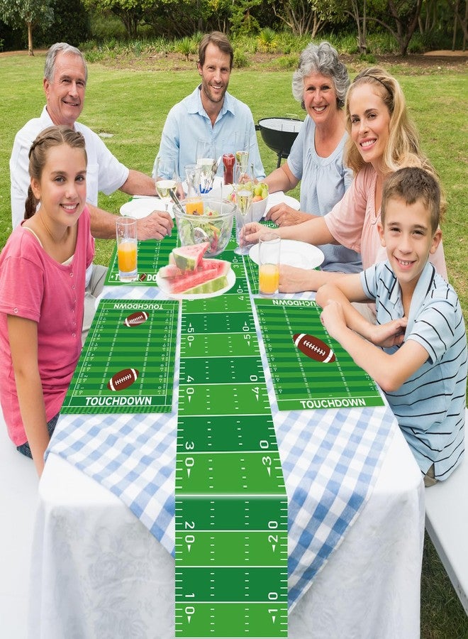 OBUSATT 7Pcs Football Party Decorations Green Touchdown Placemats and Table Runner Sport Football Grass Dining Table Placemats Football Field Table Runner Party Decor for Game Days Seasonal Home Kitchen - Image 4