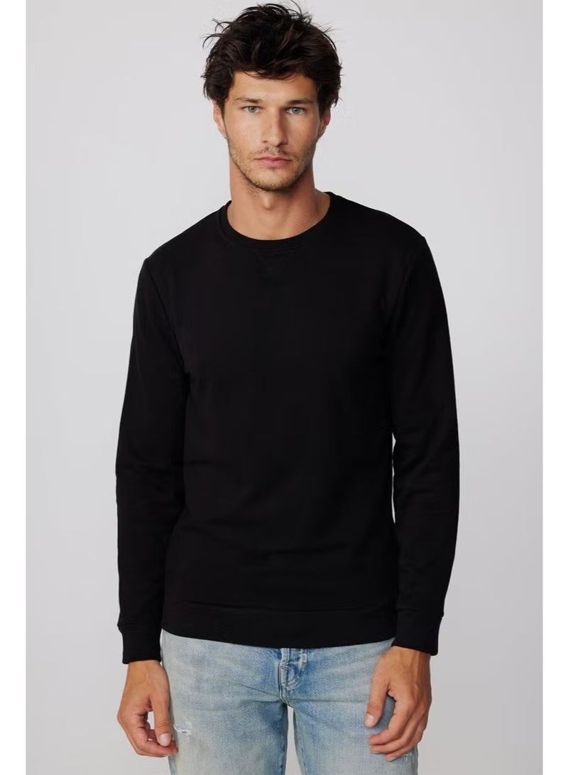 Tudors Unisex Relax Fit Comfortable Cut Cotton Basic Black Crew Neck Sweatshirt - Image 2