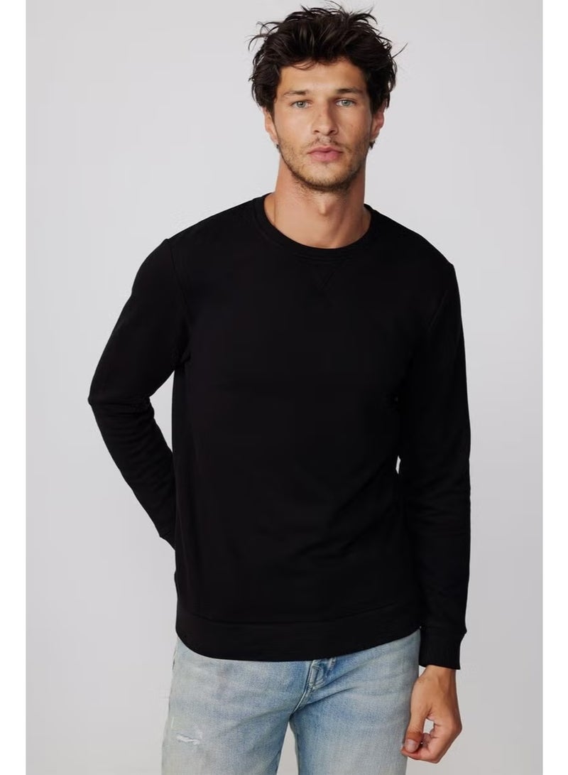 Tudors Unisex Relax Fit Comfortable Cut Cotton Basic Black Crew Neck Sweatshirt - Image 3
