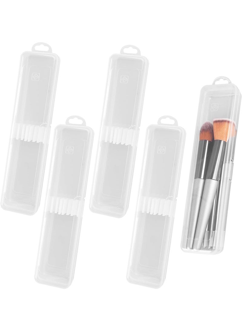Framendino Framendino, 5 Pack Clear Travel Cosmetic Brush Holder Portable Cutlery Box Plastic Storage Container Toothbrush Carrying Boxes for Traveling 