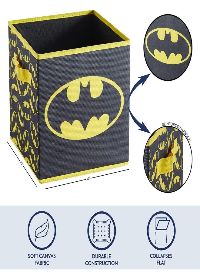 آيديا نوفا مكعبات تخزين قابلة للطي من آيديا نوفا باتمان - مجموعة من صندوقين قماشيين قابلين للطي للأطفال - صناديق تنظيم بشعار مميز - تخزين الملابس والألعاب - حاويات مكعبات سوداء بتصميم الأبطال الخارقين - Image 3