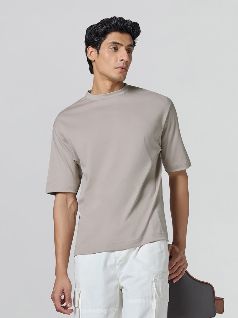 XYXX Drift Oversized Tshirt for Men Cotton Solid Roundneck Drop Shoulders Half-Sleeve T Shirt Goat - Image 1