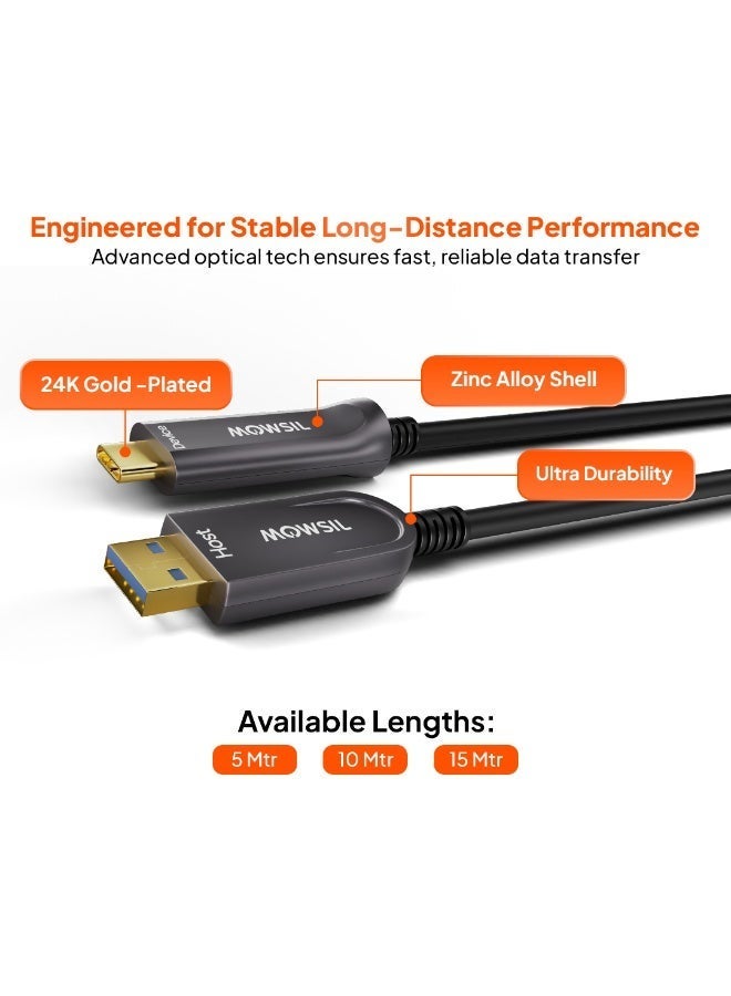 Mowsil USB 3.2 Gen 2 Type-A to USB-C AOC Cable 10M,10Gbps Active Optical Data Cable, USB-A Male to USB-C Male - Image 5