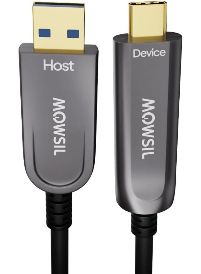 Mowsil USB 3.2 Gen 2 Type-A to USB-C AOC Cable 10M,10Gbps Active Optical Data Cable, USB-A Male to USB-C Male - Image 1