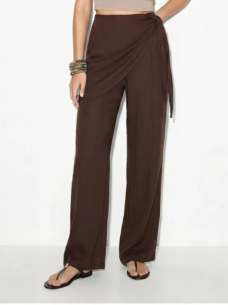 بيانكو لوتشي LUCCI High-Waist Wide-Leg Crepe Trousers