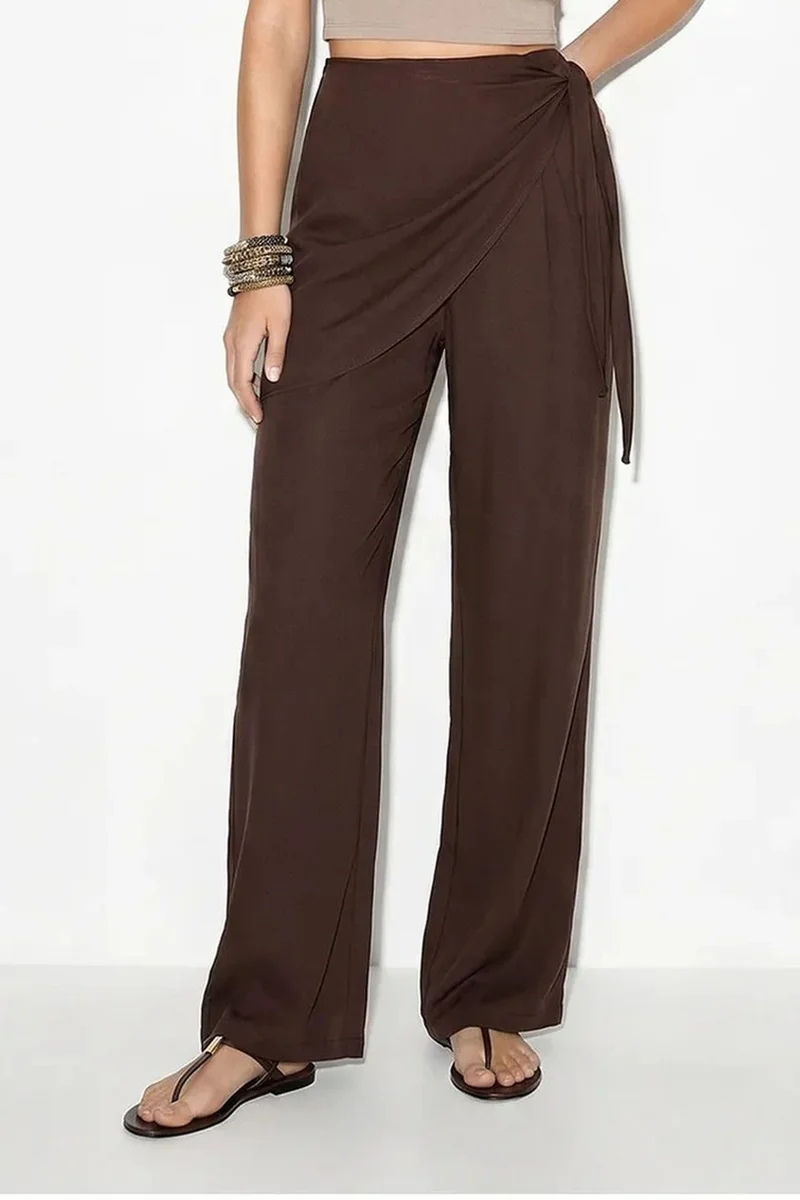بيانكو لوتشي LUCCI High-Waist Wide-Leg Crepe Trousers