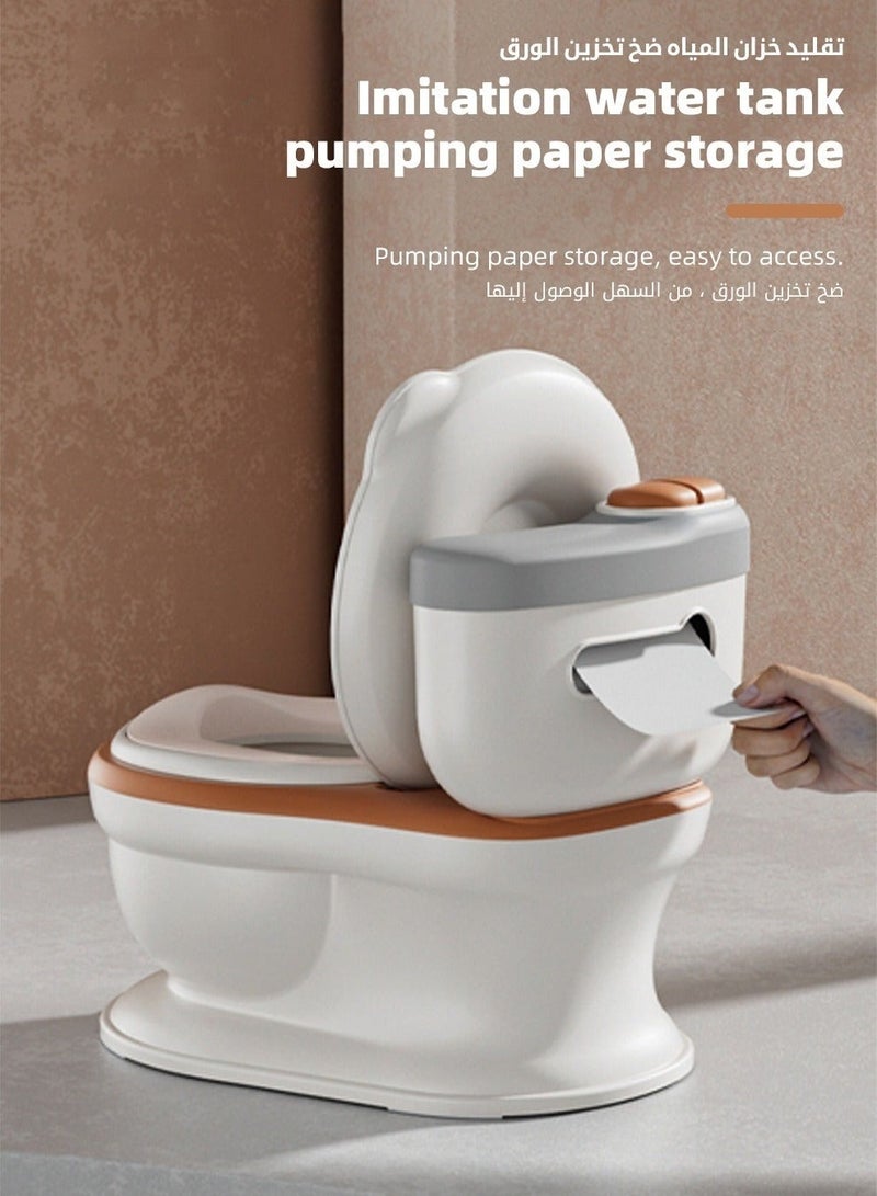 DOOKOO Baby Potty Training Seat, Kid Size Potty, Realistic Potty Training Toilet with Lid Back, Babies Toilets with a Brush for Toddlers Infants Kids Boys Girls, Easy to Empty and Clear - Image 4