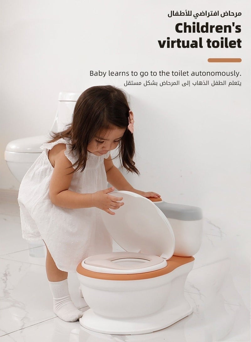 DOOKOO Baby Potty Training Seat, Kid Size Potty, Realistic Potty Training Toilet with Lid Back, Babies Toilets with a Brush for Toddlers Infants Kids Boys Girls, Easy to Empty and Clear - Image 2