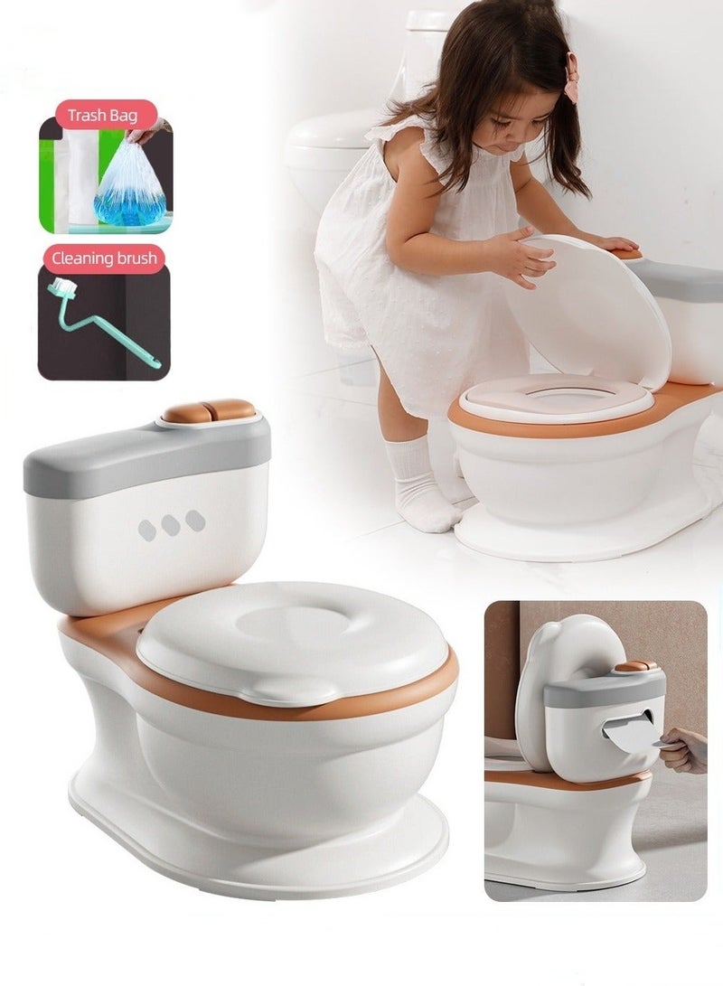 DOOKOO Baby Potty Training Seat, Kid Size Potty, Realistic Potty Training Toilet with Lid Back, Babies Toilets with a Brush for Toddlers Infants Kids Boys Girls, Easy to Empty and Clear - Image 1