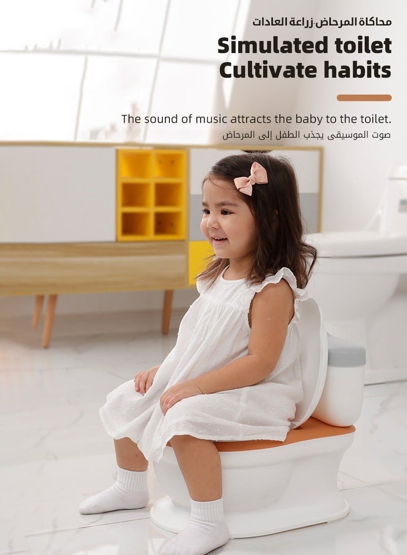 DOOKOO Baby Potty Training Seat, Kid Size Potty, Realistic Potty Training Toilet with Lid Back, Babies Toilets with a Brush for Toddlers Infants Kids Boys Girls, Easy to Empty and Clear - Image 3