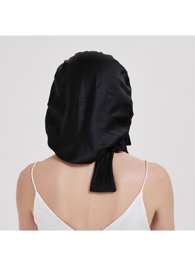 ECVV 2PCS Satin Bonnet Silk Bonnet for Sleeping, Women Satin Hair Bonnet Hair Sleep Caps with Elastic Tie Band Natural Curly Hair, Pink and Black - Image 5