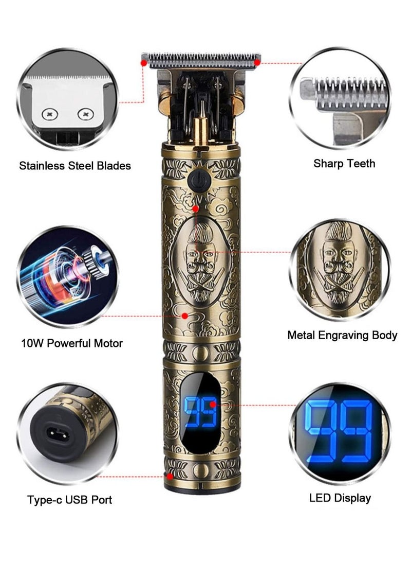 LCD Digital Electric Hair Clippers Engraving Trimming - Image 2