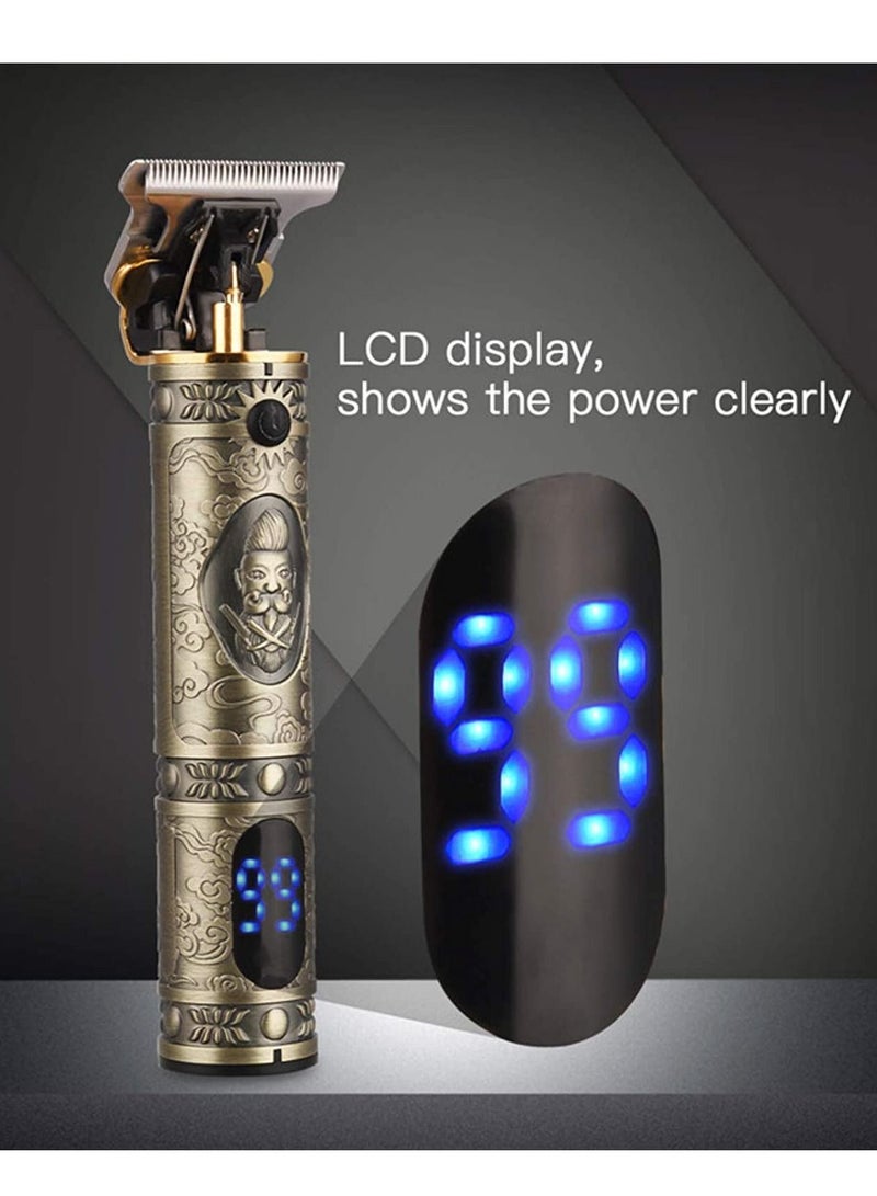 LCD Digital Electric Hair Clippers Engraving Trimming - Image 1