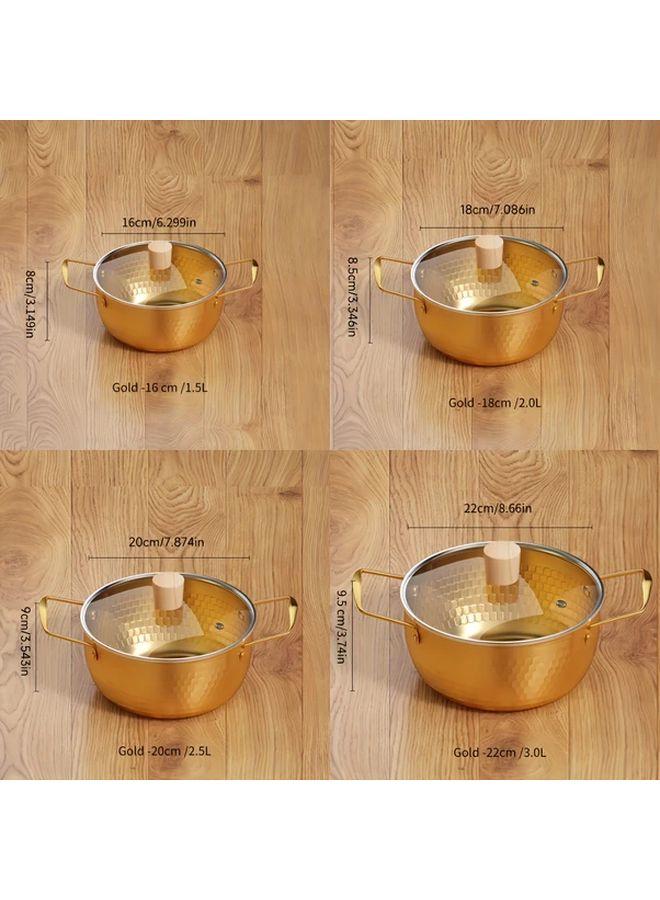 Golden Small Soup Pot 3 0L 22CM Capacity For One Person Dormitory Camping Outdoor Use - Image 3