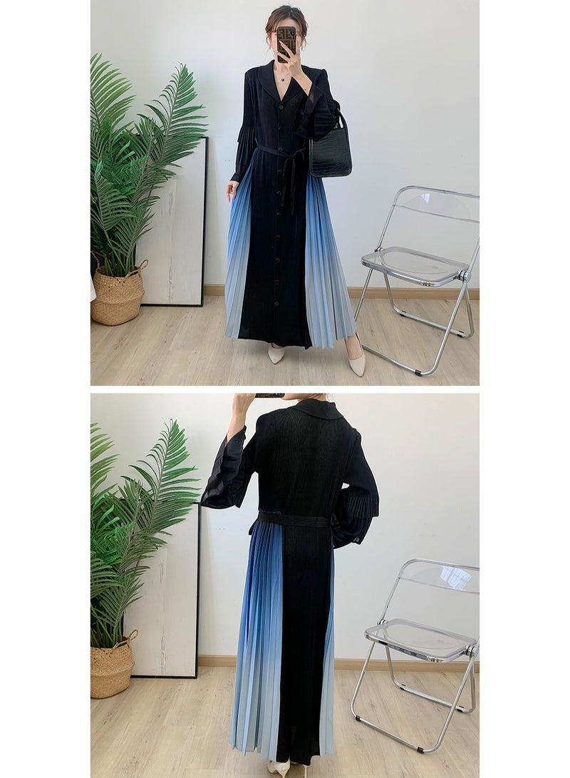 Shougu New Belt Collection Pleated Suit Collar Dress  - Image 3