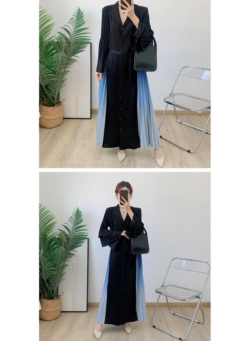 Shougu New Belt Collection Pleated Suit Collar Dress  - Image 4
