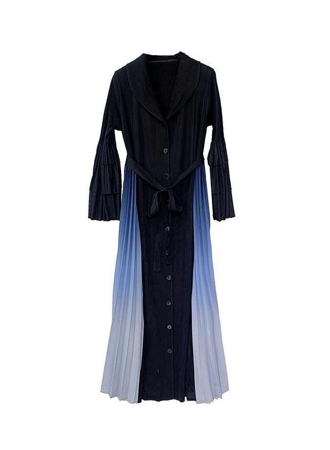 Shougu New Belt Collection Pleated Suit Collar Dress  - Image 2