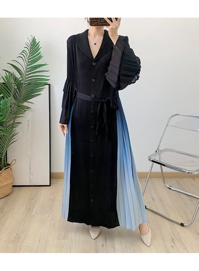 Shougu New Belt Collection Pleated Suit Collar Dress  - Image 1