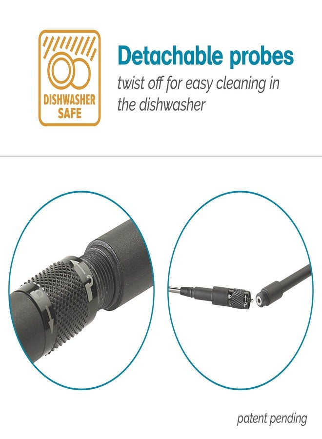 بولدير مقياس حرارة بولدر الذكي ذو القراءة الفورية، مقياس حرارة للحوم للشواء والطهي، يأتي مع مسبارين قابلين للإزالة و10 درجات حرارة مُسبقة الضبط، مزود بضوء يدوي مدمج وشاشة عرض رقمية بإضاءة خلفية. - Image 5