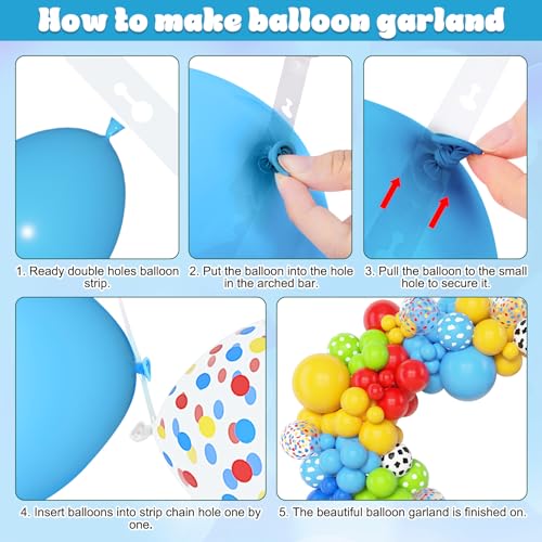 Amandir 152Pcs Blue Red Yellow Balloon Arch Garland Kit, Different Sizes 12 10 5 Cow Cloud Pattern Green Confetti Latex Balloons for Kids Cartoon Theme Birthday Baby Shower Decorations - Image 4