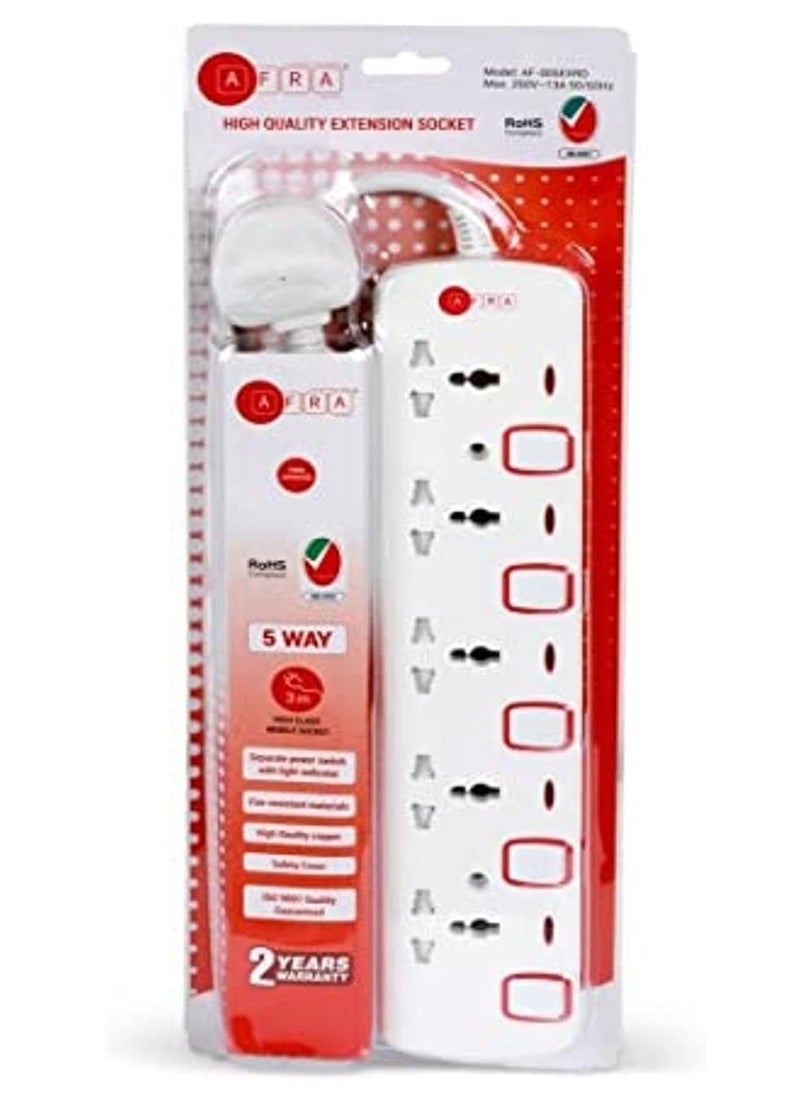 Generic 5-Way 3M Universal Power Strip – 5 Outlets with Surge Protection  - Image 1