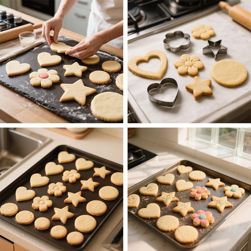 VTUGP Stainless Steel Cookie Cutters Set 12Pcs - Heart, Flower, Round, Five Star Shapes - Small to Mini Size, Metal Biscuit Cutter Molds for Baking or Holiday Party Decorations - Image 3