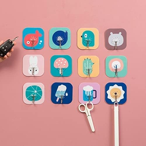 Wishbone Hook Design 12 Pcs Wall Sticker Cute Cartoon Design Hook Self Adhesive Seamless Stickers WallMounted Super Strong Waterproof Magic Sticky Hangers Punch Free No Drill Utility Hooks - Image 1