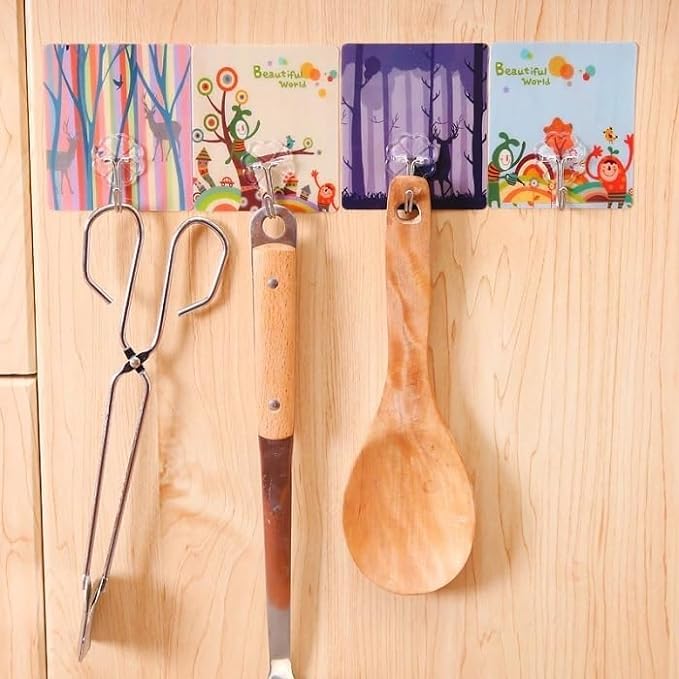 Wishbone Hook Design 12 Pcs Wall Sticker Cute Cartoon Design Hook Self Adhesive Seamless Stickers WallMounted Super Strong Waterproof Magic Sticky Hangers Punch Free No Drill Utility Hooks - Image 2