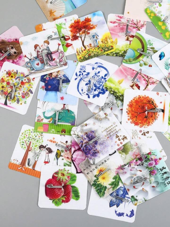 Wishbone Hook Design 12 Pcs Wall Sticker Cute Cartoon Design Hook Self Adhesive Seamless Stickers WallMounted Super Strong Waterproof Magic Sticky Hangers Punch Free No Drill Utility Hooks - Image 5