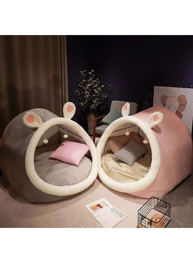 Human Cat Nest Lazy Sofa Bed Plush Kennel Pet Huge Cat Nest All Seasons Universal Lying Pink-Specifications:L Size 45*45* 2007.5kg Or Less-Color:Dark Gray