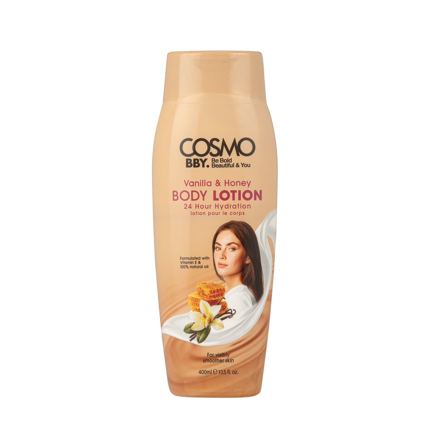 COSMO BBY Vanilla & Honey Body Lotion, 24hour Hydration, Nourishing Moisturizer for Soft, Smooth, and Radiant Skin with Lightweight, Fast-Absorbing - 400ml