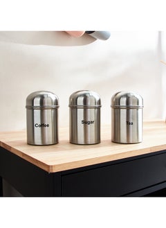 Home Box طقم حاويات من الفولاذ للشاي والقهوة والسكر مكون من 3 قطع سعة 600 مل  - Image 2