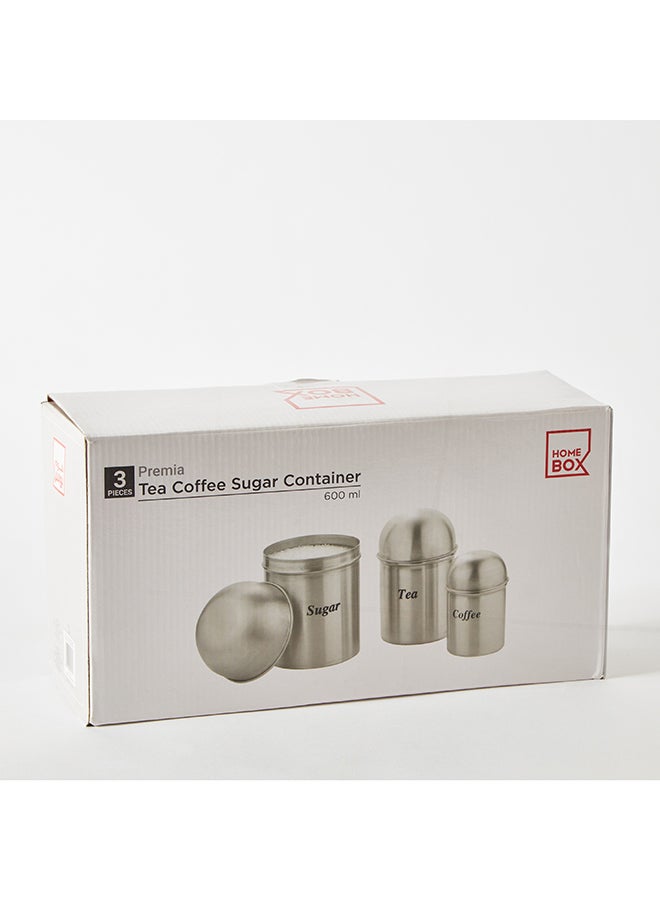 Home Box طقم حاويات من الفولاذ للشاي والقهوة والسكر مكون من 3 قطع سعة 600 مل - Image 5
