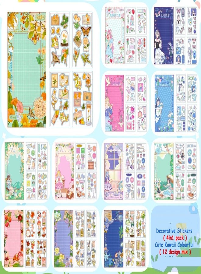 مجموعة ملصقات TEMSON Kawaii ثلاثية الأبعاد - 48 ورقة، ملصقات ذاتية اللصق للبنات، مثالية لتزيين المذكرات وسجلات القصاصات وأغطية الهواتف المحمولة (KQ-248) (وردي)