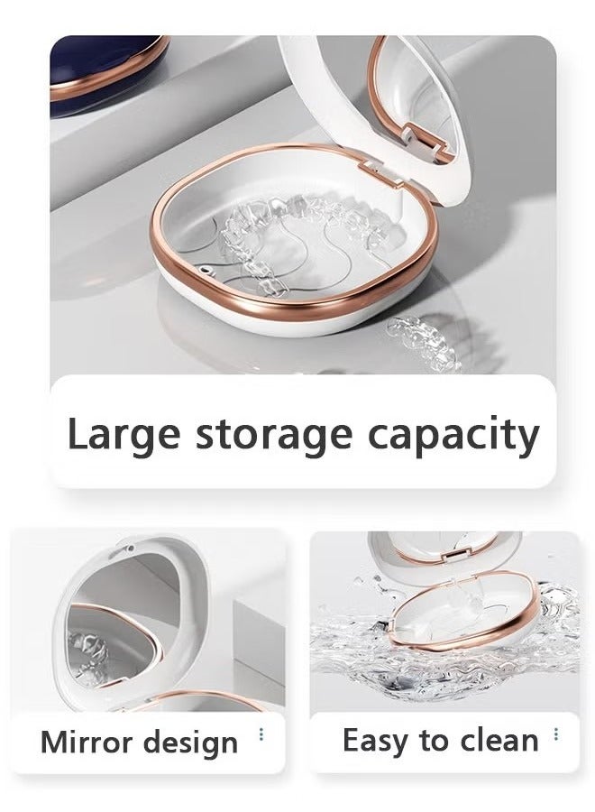 Oral Care Teeth Tooth Invisible Orthodontic Appliance Aligner Retainer Braces Storage Box Organizer Container Case (White with Mirror) - Image 5