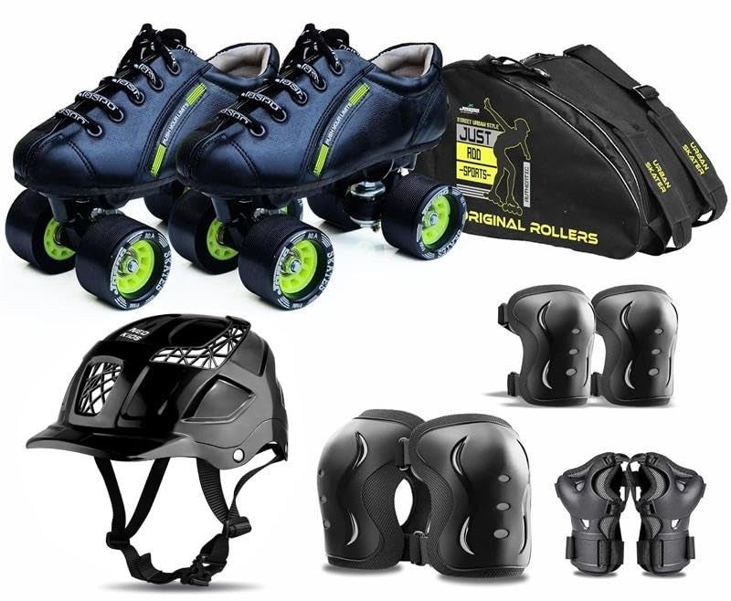 jaspo Kids Torque Pro Outdoor Wheel Shoe Skate Combo(Shoe Skates+ Helmet+Knee+Elbow+Wrist+Bag) (Size-1 Uk (Age 7-8 Yrs), Torque Pro), Multicolor - Image 1