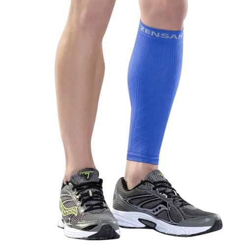 Zensah Calf/Shin Compression Sleeve - Made in the USA Single Leg Compression Sleeve for Shin Splint Relief, Recovery, Running (Purple, Small/Medium) - Image 1