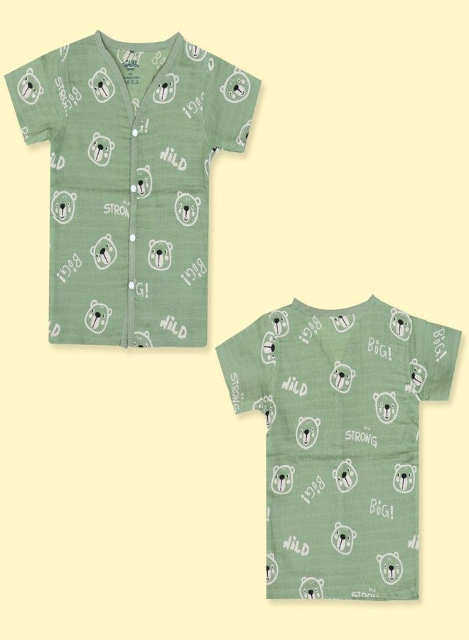 A toddler thing 100% Organic Half Sleeve Sleepsuits | Pajama Sets for Boys and Girls | Kids Nightwear | Alpha Bear | Pack of 2 | 6-9 Months - Image 4