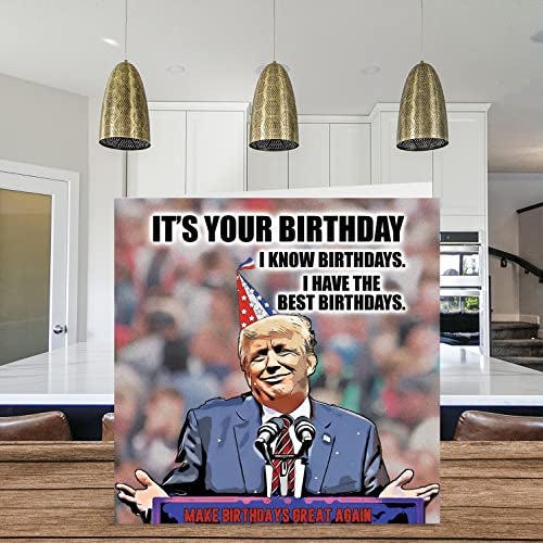 Stuff4 Funny Donald Trump Birthday Cards for Men Women - Trump Birthdays - Joke Happy Birthday Card for Friend Mom Dad Papa Pops Brother Sister Coworker Grandma Grandpa, 5.7 x 5.7 Inch Humor Greeting Cards - Image 3