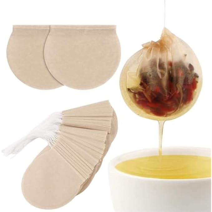 Khazna Tea Filter Bags 300Pcs Disposable Empty Tea Bags Tea Infuser Drawstring Teabags Safe Natural Material Tea Bags For Loose Leaf Herbs Teas Round Shape Lh0019Lh - Image 2