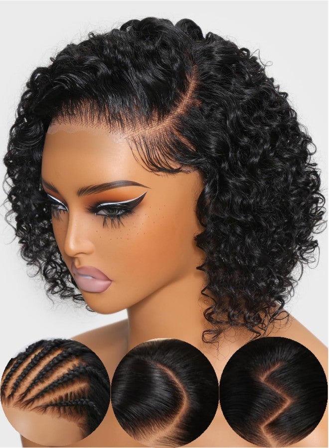 Nadula Bye Bye Knots Wig 12 Inch Short Curly Beyond Basics Bob Glueless Wigs Human Hair Pre Cut/Plucked, 7x5 HD Lace Closure Wig No Glue Pre-Everything Ready to Go Bob Curly Wig Side Part Black Color - Image 2