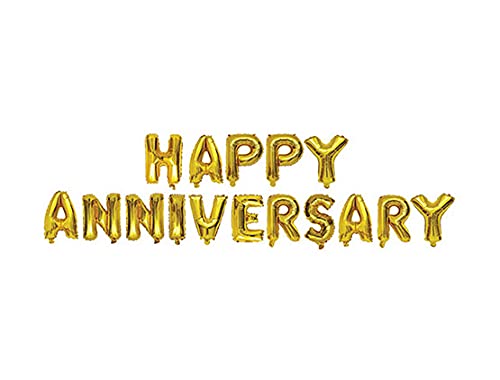 flavouredlove (16 Inch) Happy Anniversary Letters Foil Balloon Set for Decoration (Gold) - Image 1
